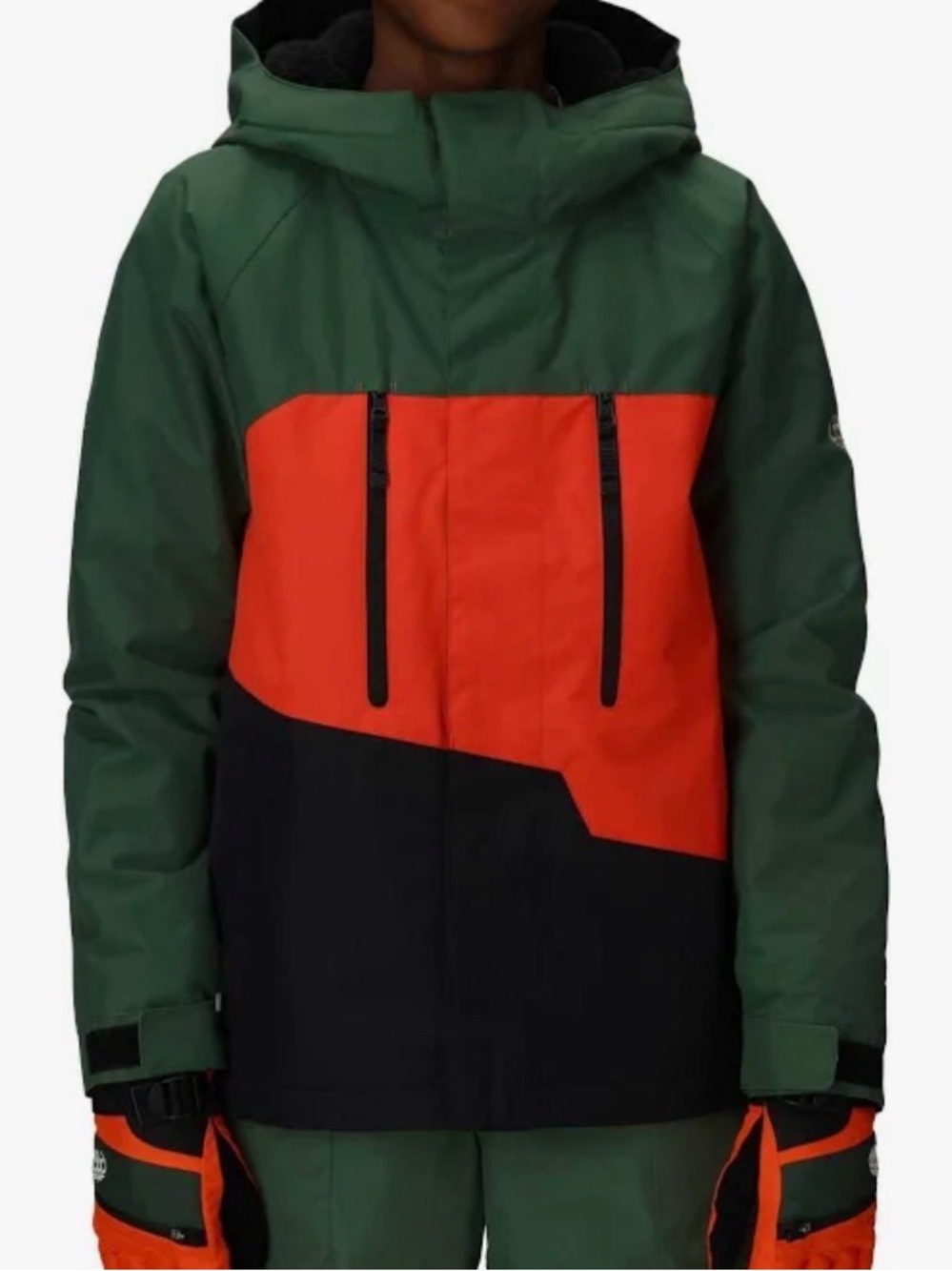 NWT Boys’ 686 Green & Orange Colorblock Snowboard Coat